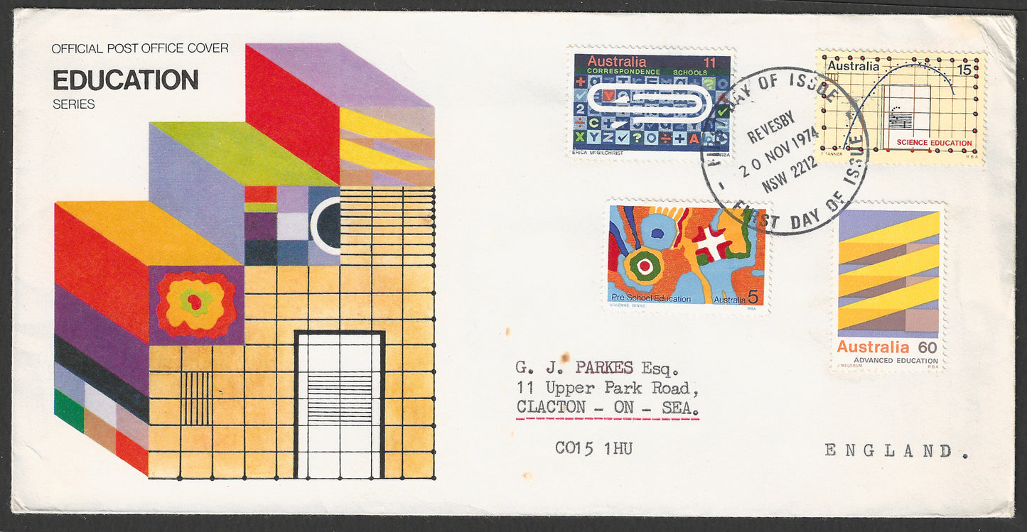 Australia stamps FDC - Education series set of 4 Values 1974 - GGG00711