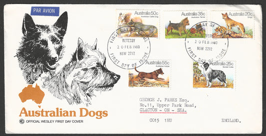 Australia stamps FDC - Dogs set of 5 Values 1980 - GGG00713