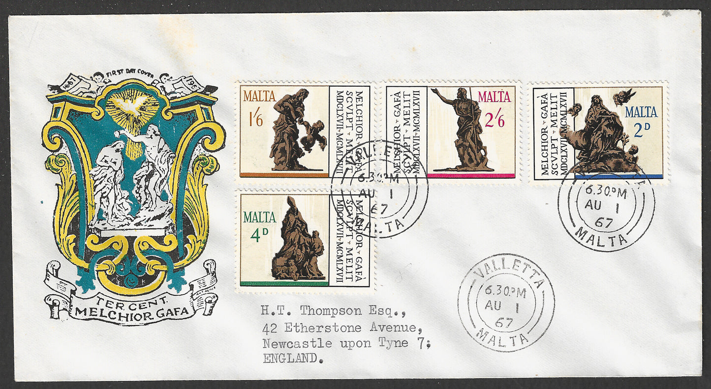 Malta stamps FDC complete set - Melchior Gafa , 1967 - GGG00718