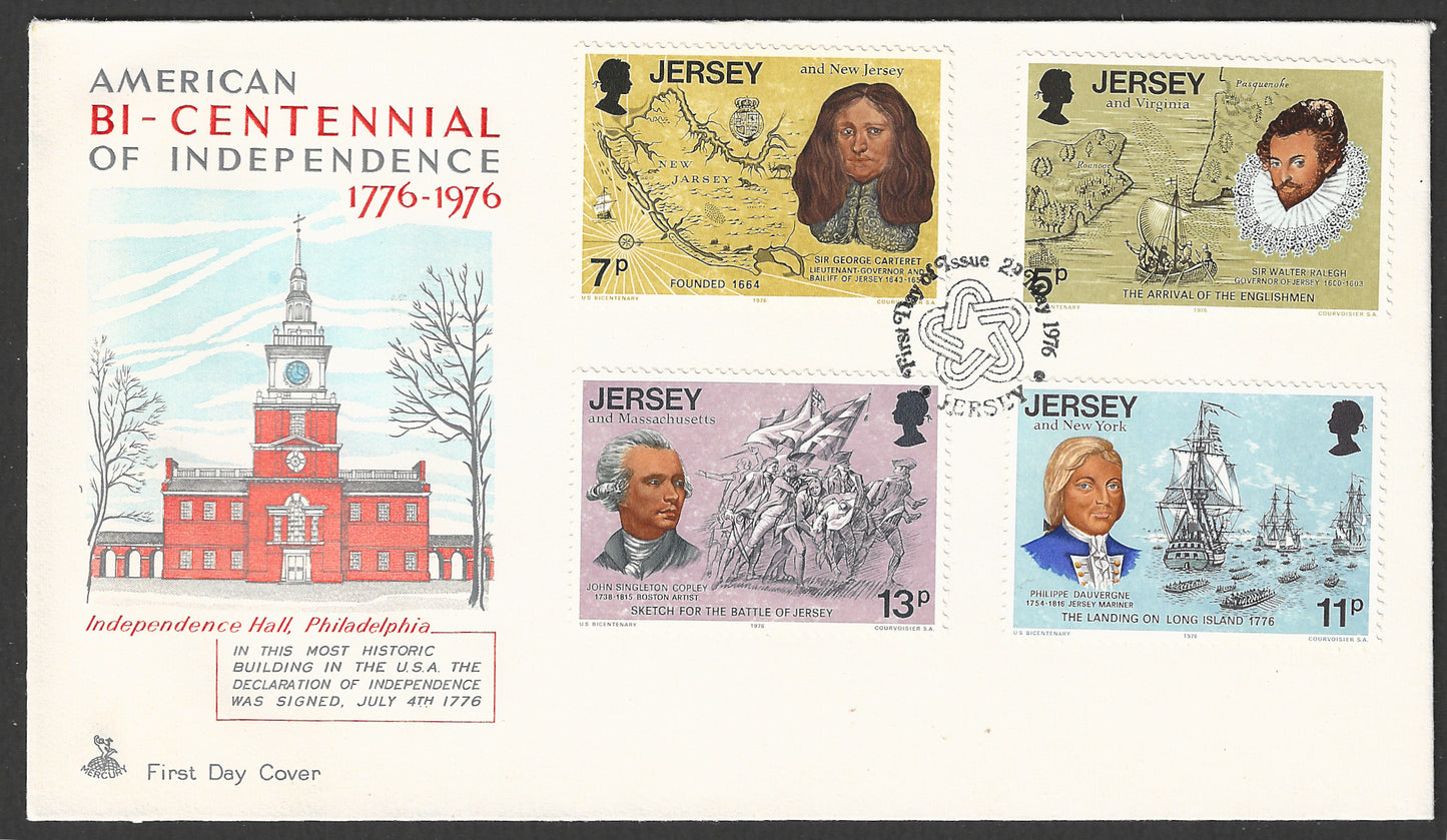 Jersey FDC stamps - American Bi-centennial of Independence , 1976 - GGG00719