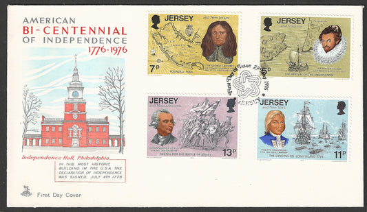 Jersey FDC stamps - American Bi-centennial of Independence , 1976 - GGG00719