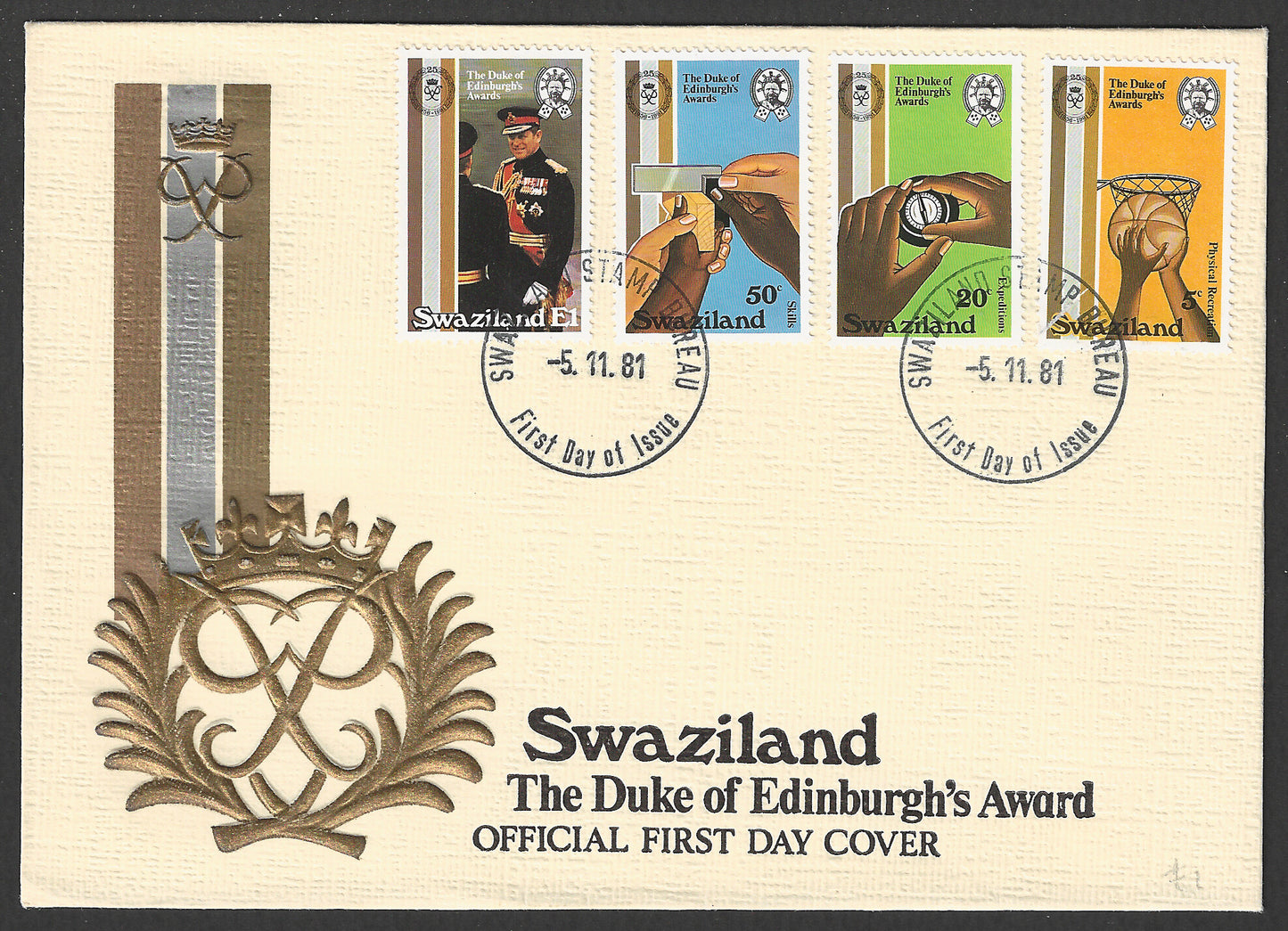 Swaziland stamps FDC - The Duke of Edinburghs Award set , 1981 - GGG00724