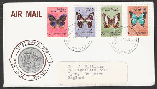 Papua and New Guine stamps FDC - Complete , Butterflies, Inserts, Decimal Currency , 1966  - GGG00736