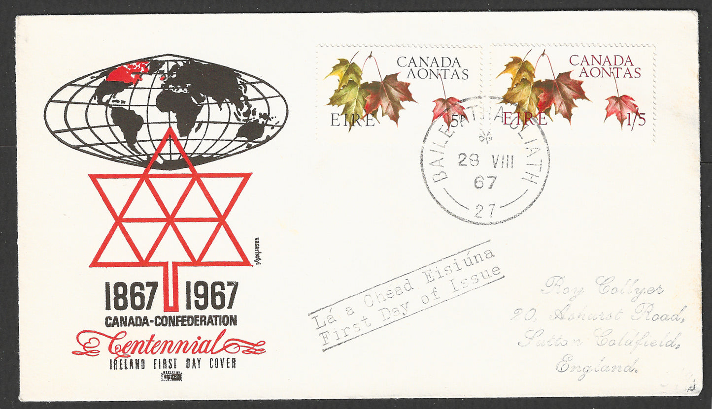 CAnada Ireland stamps FDC - Canada Confederation, 1967 - Leafs  - GGG00738