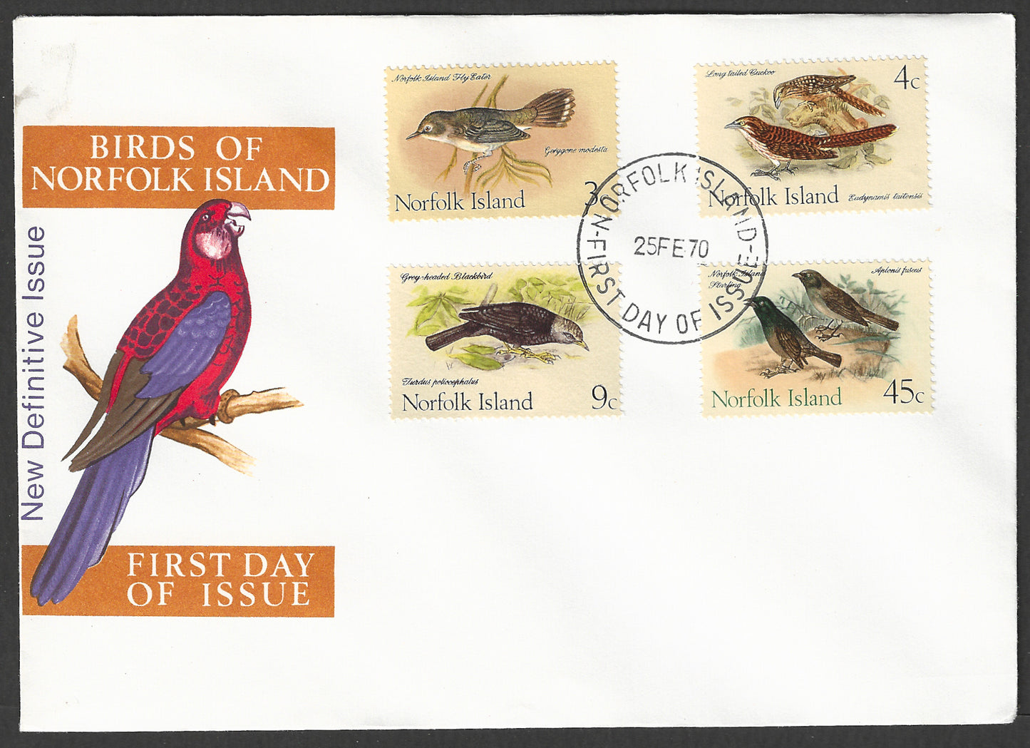 Norfolk Islands stamps FDC - New Definitive Issues - Birds , 1970 - GGG00749