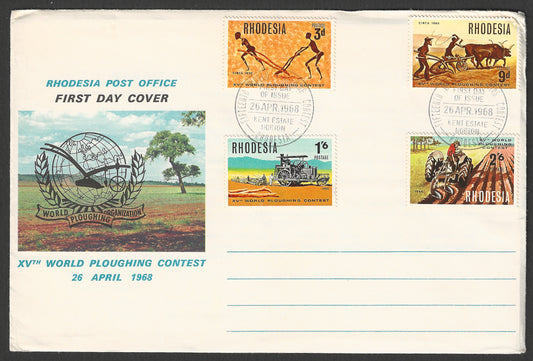 Rhodesia stamps FDC - XVth World Ploughing Content set , 1968 - GGG00750