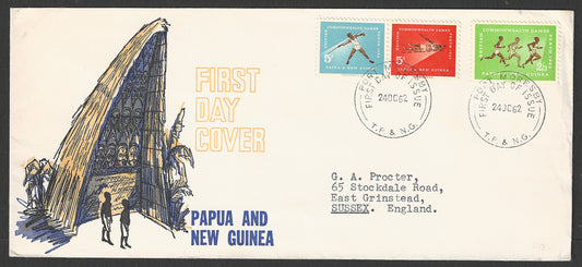 Papua and New Guinea stamps FDC - 7 th British Commonwealth Games at Perth, Complete set 1962 - GGG00761