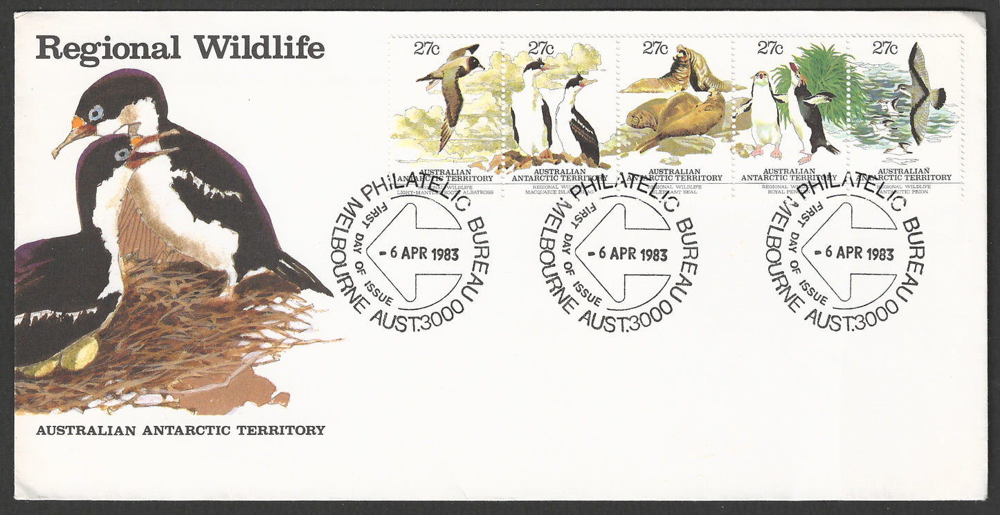 Australia Antarctic Terrritory stamps FDC - Reginal Wildlife , Penguins and Birds , 1983 - GGG00762
