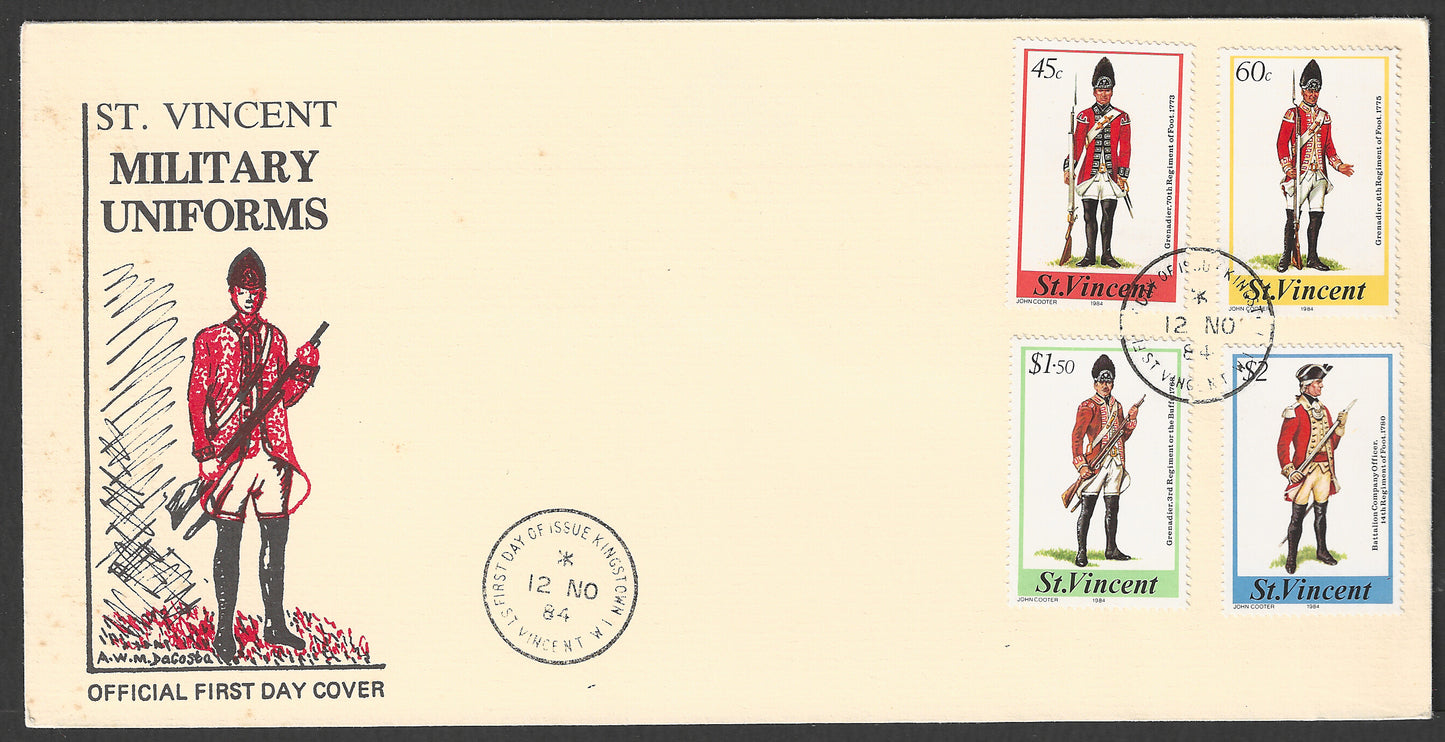 St. Vincent stamps FDC - Military uniforms, 1984 - GGG00767