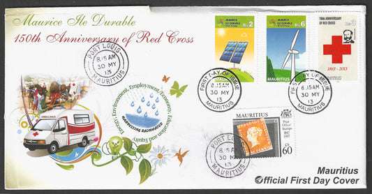 Mauritius stamps FDC - 150th Anniversary of Red Cross, 2013 - GGG00768