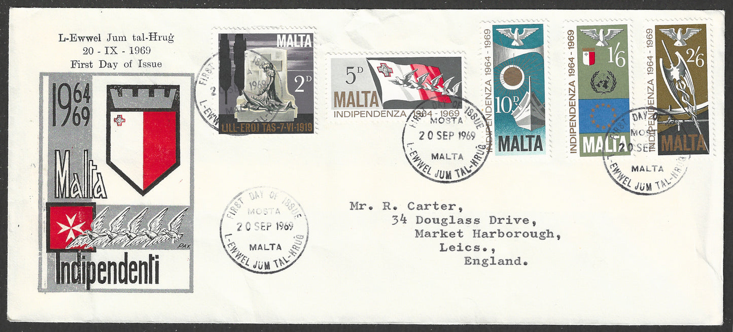 Malta stamps FDC - Indipendence , 1969 - GGG00769