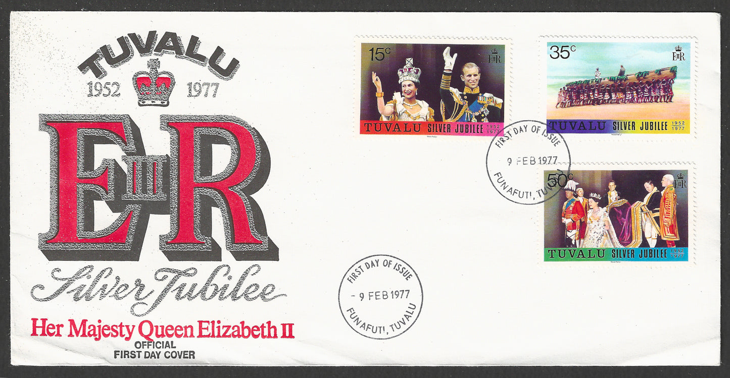 Tuvalu stamps FDC - Silver Jubilee  of Q E II , 1977 - GGG00775