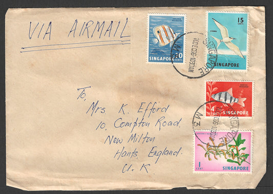 Singapore to UK Postally used Cover , 1966 - GGG00818