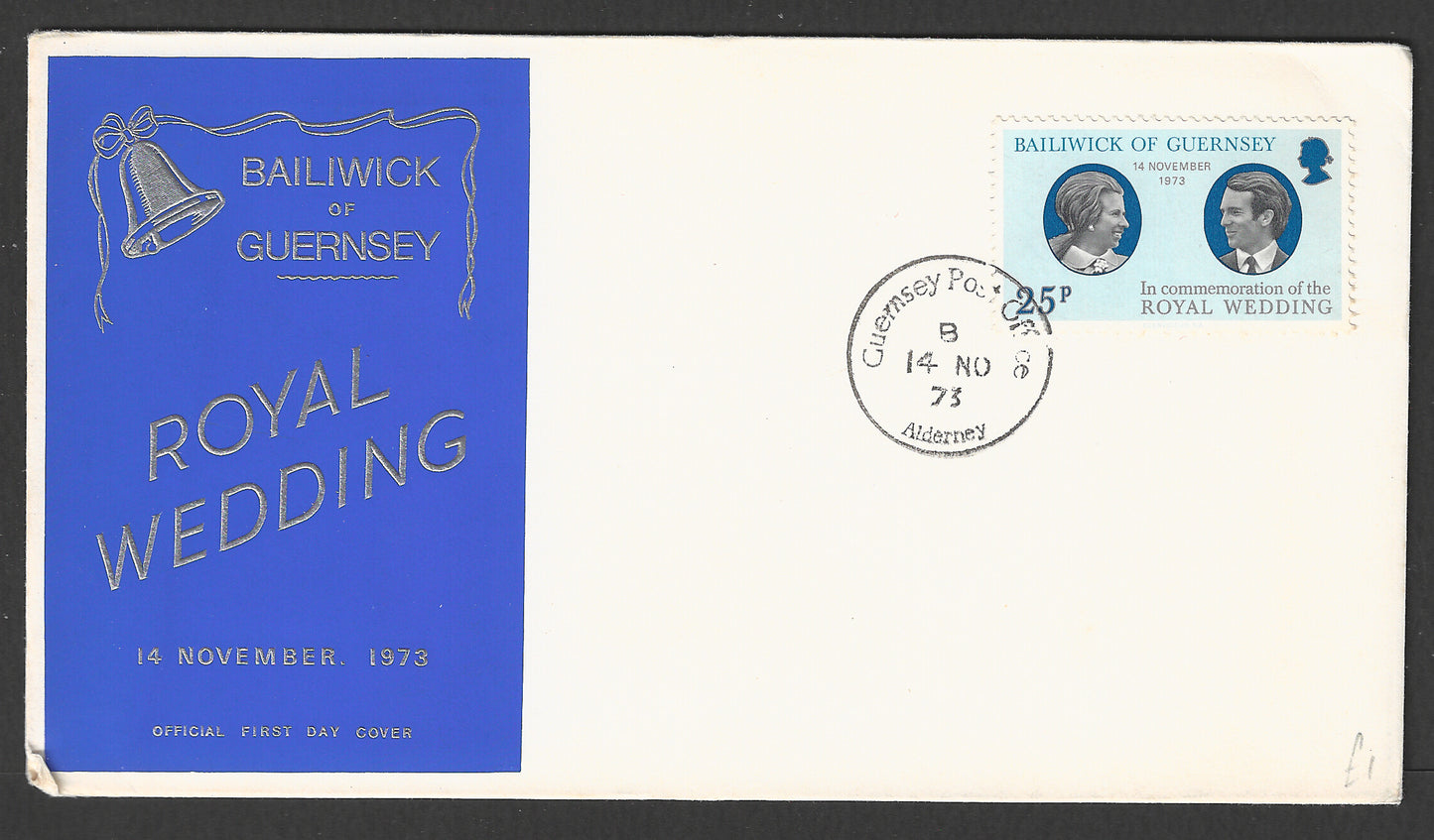 Guernsey stamps FDC - The Royal Wedding , 1973 - GGG00821