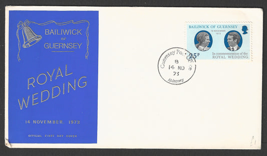Guernsey stamps FDC - The Royal Wedding , 1973 - GGG00821