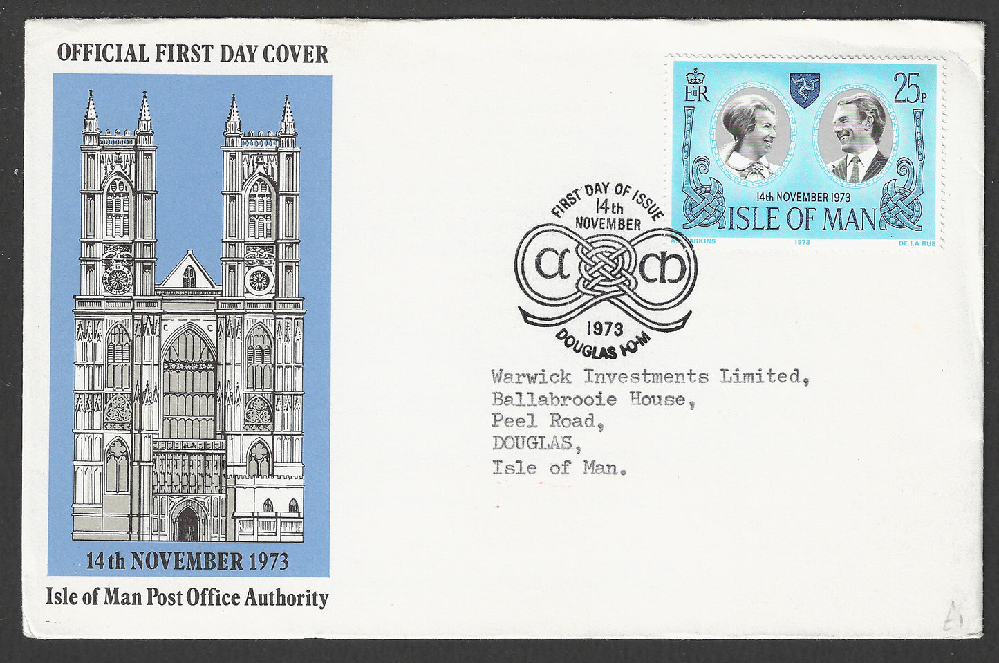 Isle of Man stamps FDC - The Royal Wedding , 1973 - GGG00823