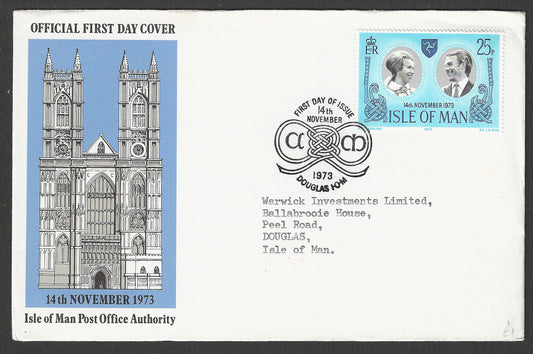 Isle of Man stamps FDC - The Royal Wedding , 1973 - GGG00823