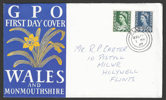 Great Britain stamps - FDC / Cover -Channel Islands, Wlesand Monmuthshire , 1967 - GGG00855