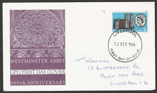 Great Britain stamps - FDC - 4Westminster Abbey 1966 - GGG00873