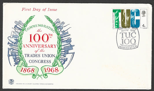 Great Britain stamps - FDC - 100th Anniversary of the Trades Union Congress , 1968 - GGG00881