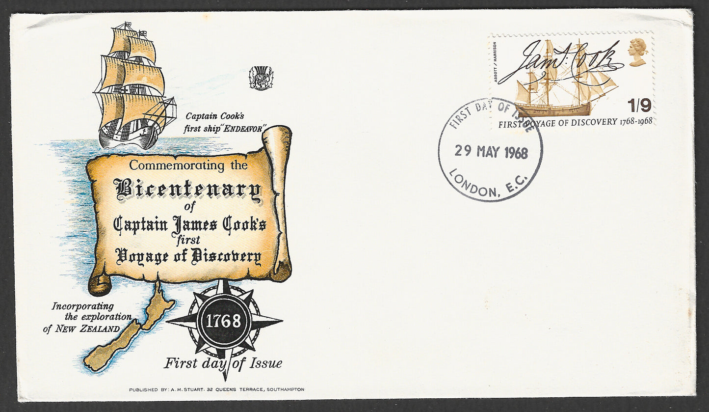 Great Britain stamps - FDC - Bicentenary of Captai James Cooks, 1968 - GGG00882