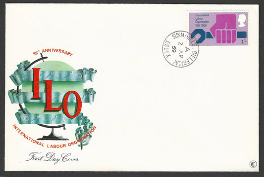 Great Britain stamps - FDC - 50th Anniversary of ILO, 1969 - GGG00887