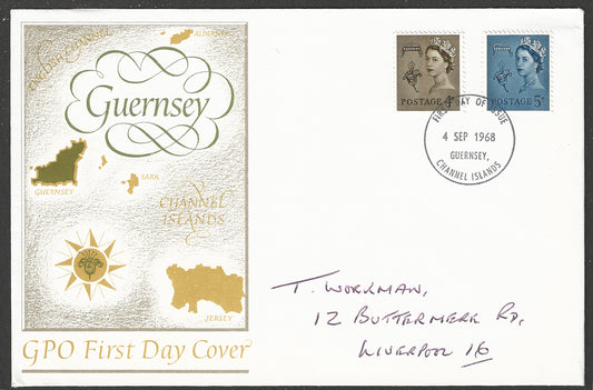 Great Britain stamps - FDC - Guernsey , Channel Islands, 1968 - GGG00895