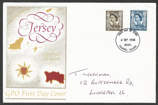 Great Britain stamps - FDC - Jersey , Channel Islands, 1968 - GGG00896