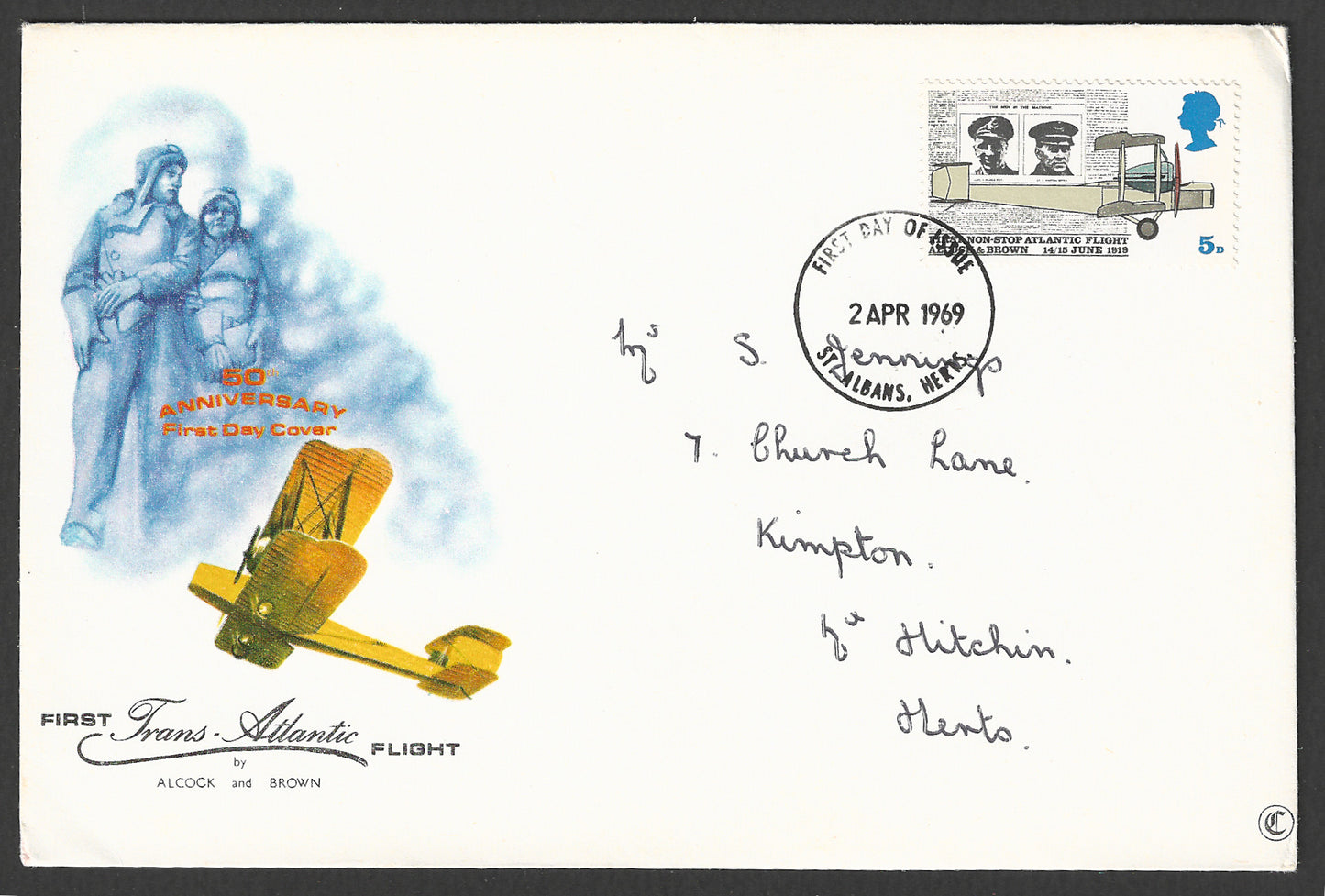 Great Britain stamps - FDC - First Trans. atlantic Flight, 1969 - GGG00909