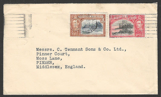 Trinidad and Tobago stamps Postally used cover to England , 1947 - GGG00974