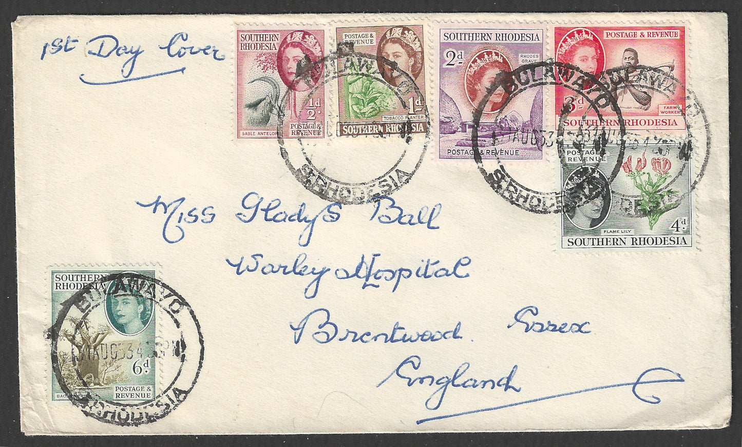 Southern Rhodesia stamps Postally used cover to England , 1953 - GGG00975