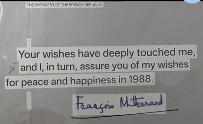 Official Postally used cover with official Post Card written by the French President Francois Mitterrand, 1987. Extremely Rare - GGG01751