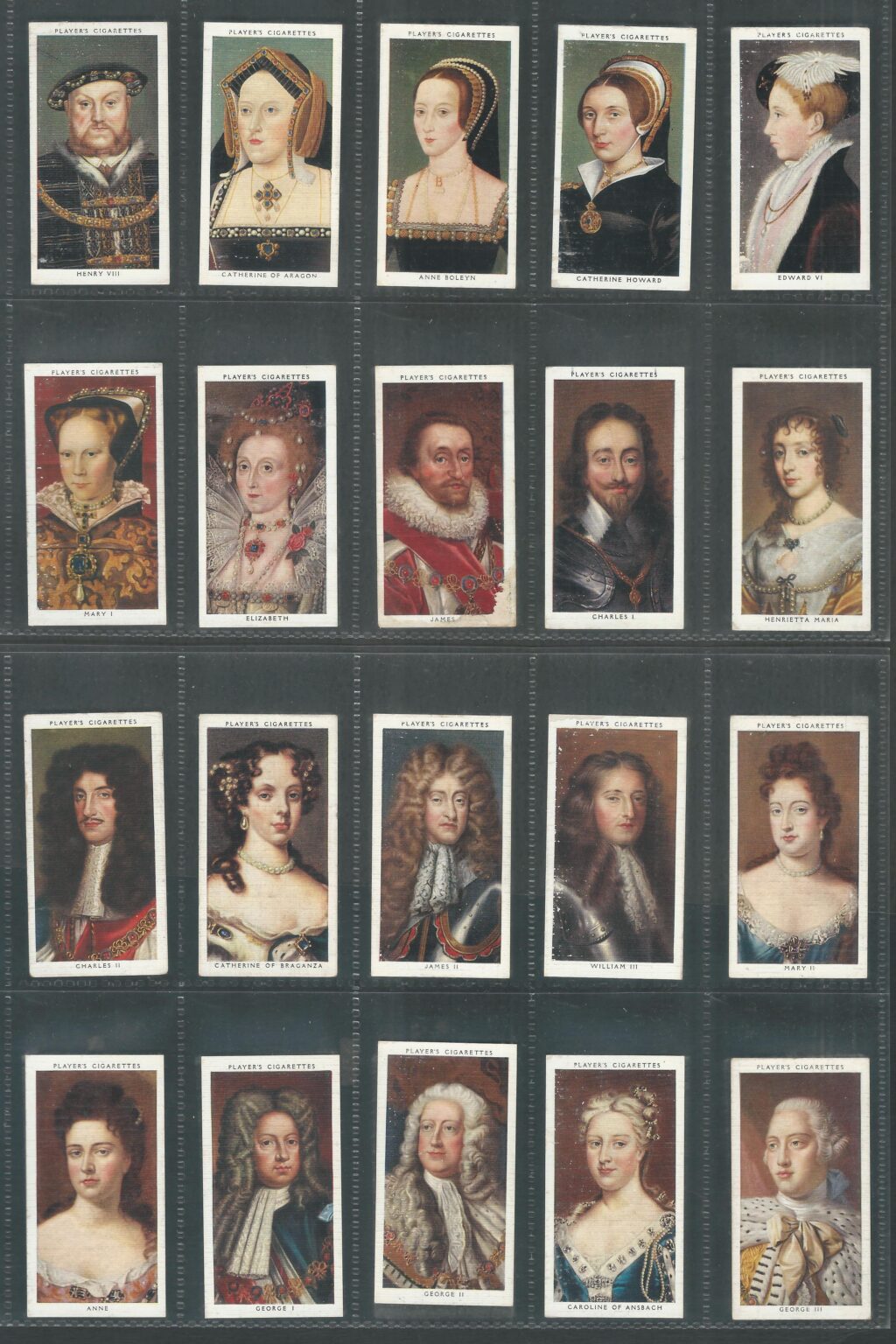 Cinderellas / Labels / Players Cigarettes Cards – Kings and Queens of England Complete set of 50 with Description on backside , RAre