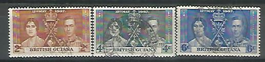 British guiana Stamps – Complete set of 3 Value – coronation 1937 , Used - MSR0008