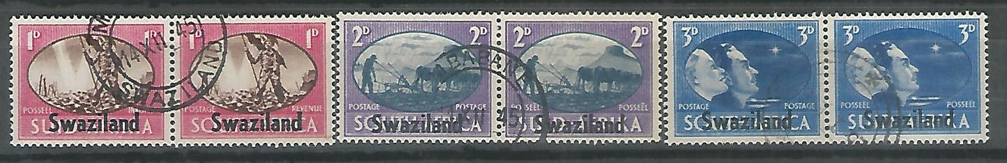 South AFrica stamps overprinted as Swaziland – Victory – Complete 1947. Used - MSR0052