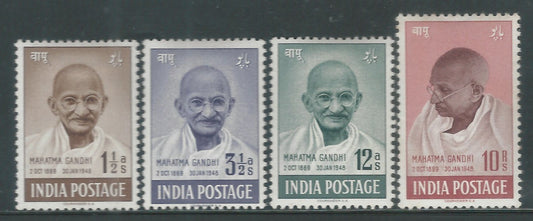 India stamps 1 st Anniversary of Independence Complete set up to 10 Rs. Mahatma Gandhi , Mounted Mint , Rare, 1948  - MSR1887