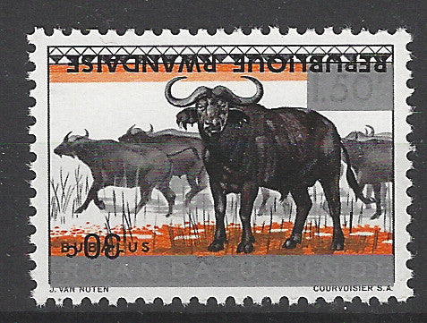 Rwanda Error - 1964 fauna Buffalo Vf MNH with inverted OVPT - MSR2609