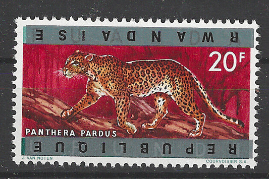 Rwanda Error 1964 fauna Panthera Vf MNH with inverted OVPT - MSR2611