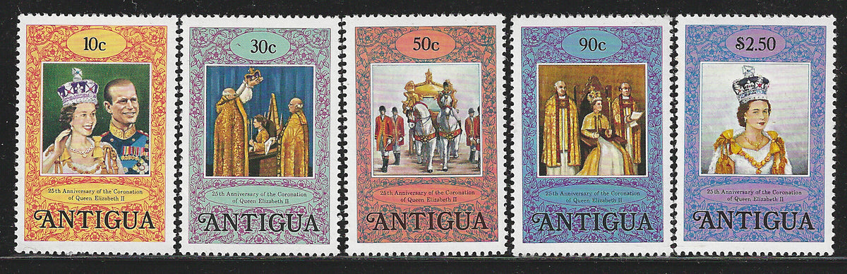 Antigua, Complete Set, 25th Anniversary of Coronation of Queen Elizabeth II, Mint - VVV00610