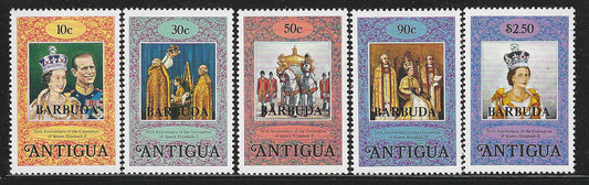Antigua Overprint as Barbuda, Complete Set, 25th Anniversary of Coronation of Queen Elizabeth II, Mint - VVV00612