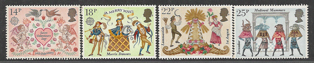 Great Britain Stamps, Complete Set of 4 Values, Mint, Backside Few Stains - VVV00644