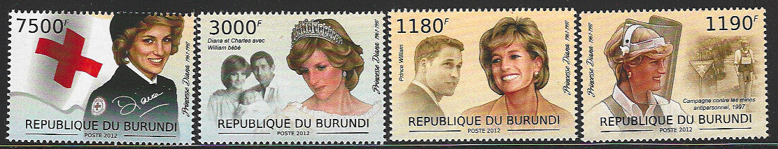 Burundi Set of 4 Values - Diana - 2012 - VVV01170