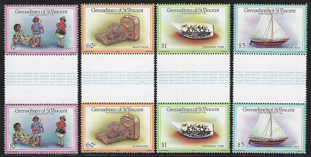 Greanadines of St. Vincenti - Set of 4 Gutter Pairs Values - Handicrafts, 1986 - VVV01197