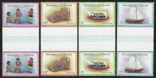 Greanadines of St. Vincenti - Set of 4 Gutter Pairs Values - Handicrafts, 1986 - VVV01197