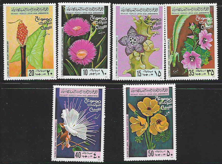 Libya - Set of 5 Values - Flowers - VVV01217