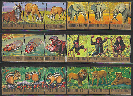 Guine - Animals strip of 3 Values 6 sets, Old Issues - VVV01224