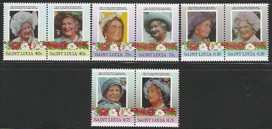 Staint Lucia Stamps - Setenatnt Pair of 4 VAuues, Queen mother - VVV01227
