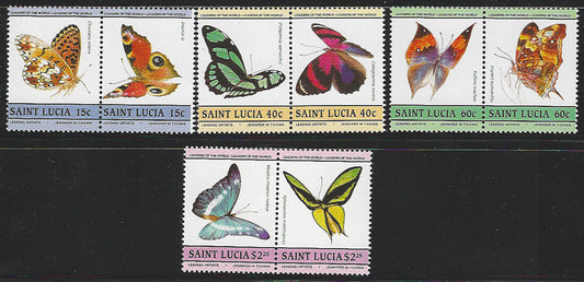Saint Lucia stamps Butterflies setenant Pair complete set of 4 Pairs - VVV01464