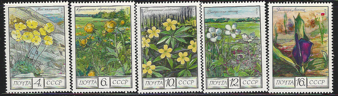 Russia stamps complete set of 5 Values, Flowers - VVV01466