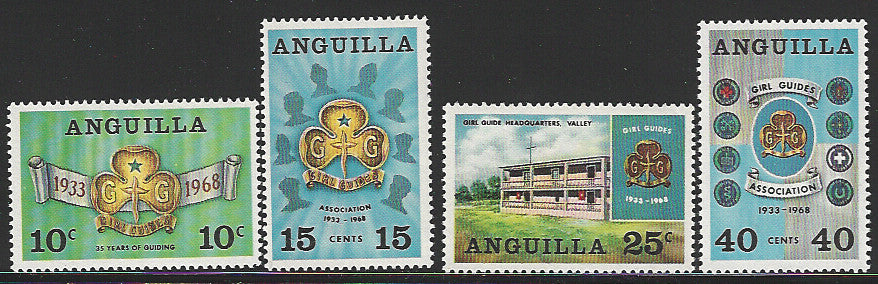 Antuilla stamps set of 4 Values,  Girl Guides Assocaiton, 1968. Mint - VVV1497
